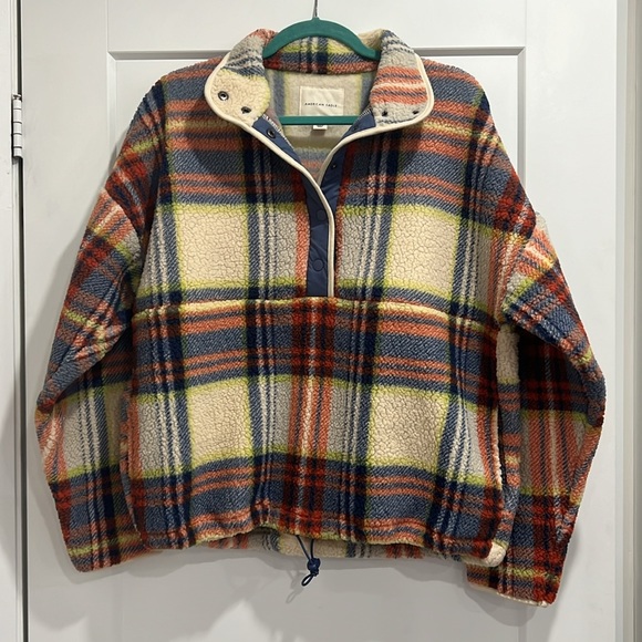 NWT | American Eagle Shacket/Sweater | Women’s Large | Cozy Plaid Print - Picture 2 of 6